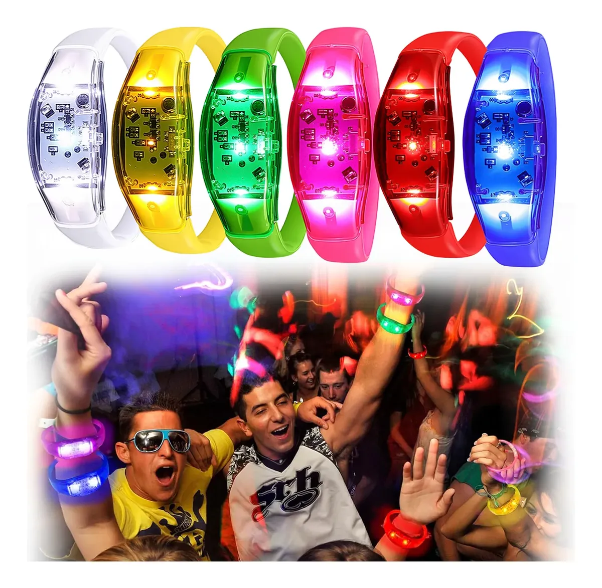 Audio Music Dj - 6 Braccialetti LED Attivati dal Suono
